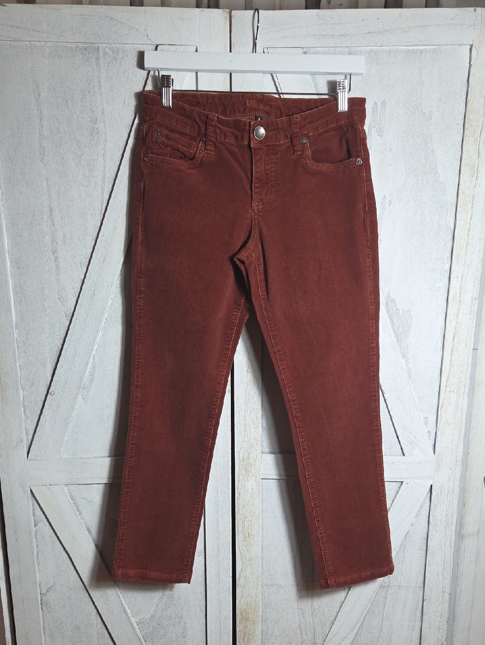 Kut From The Kloth Rust Brown Straight Leg Corduroy Pants Size 4